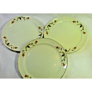 3-Vintage Hall's Superior Jewel Autumn Tea Leaf Breakfast Plate 9" Rare Size